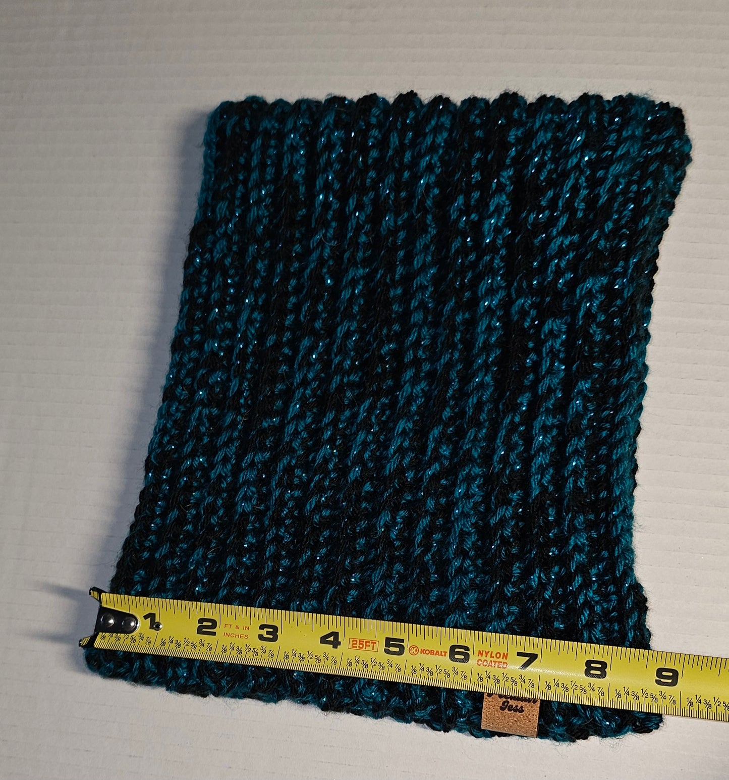 TEAL SPARKLE & BLACK CAT EAR BEANIE