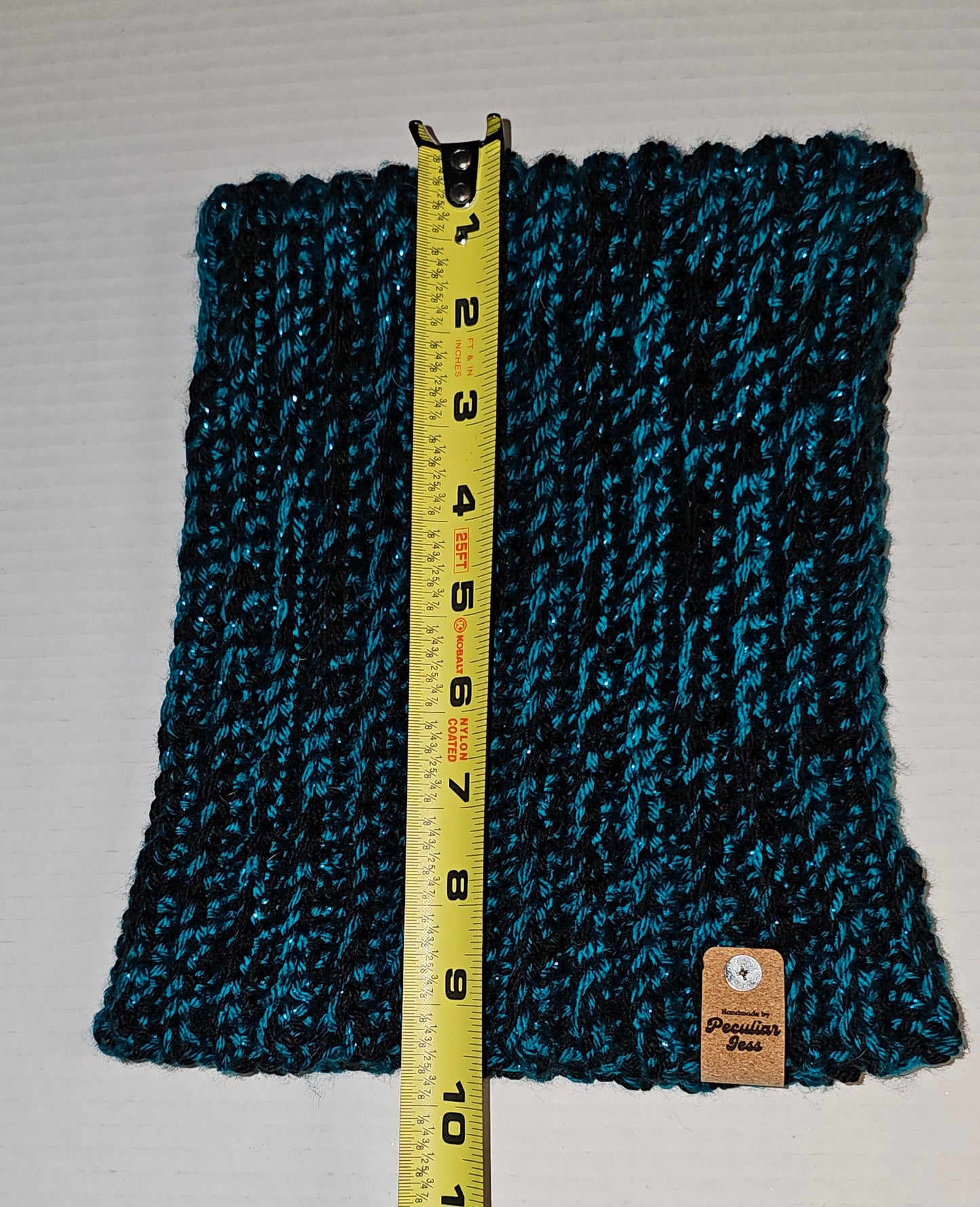 TEAL SPARKLE & BLACK CAT EAR BEANIE